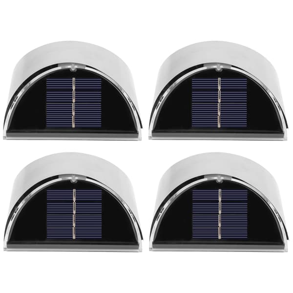 4 sett rustfritt stål Solar LED vegglampe lyskontroll hagebelysning