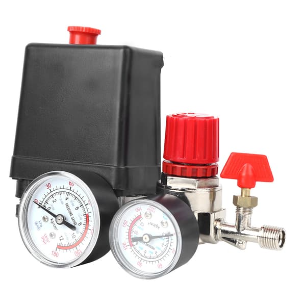 Luftkompressor Manifold Regulator Trykkkontroll Bryterventil 4 Hull Monteringsdeler