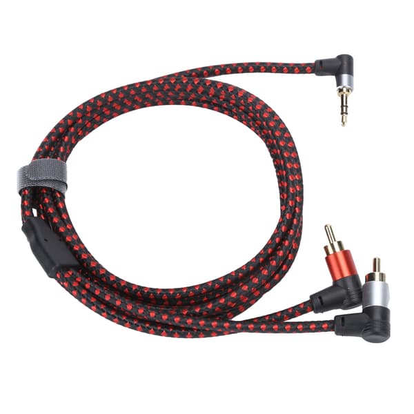 90° 3,5 mm hanstik til 2RCA han lydkabel ABS stereomikrofonkabel til DVD-højttaler 2m