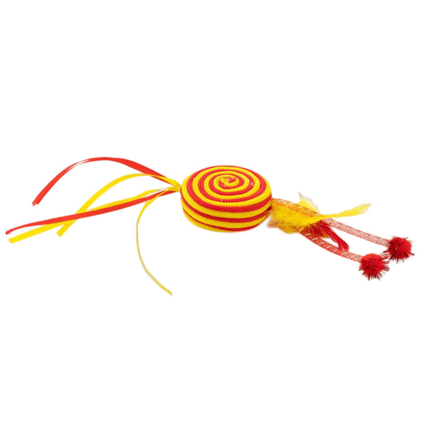Katt skrapa leksak Färgglad tejp Bittålig lek för att lindra tristess Flätat rep Lollipop flytande bälte Kattstickleksak för husdjursstad Red