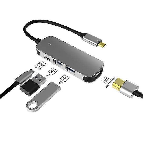 USB Typ C Hub 4 i 1 adapter 4 portar höghastighetsläsare USB C till USB 3.0 HDMI-omvandlare