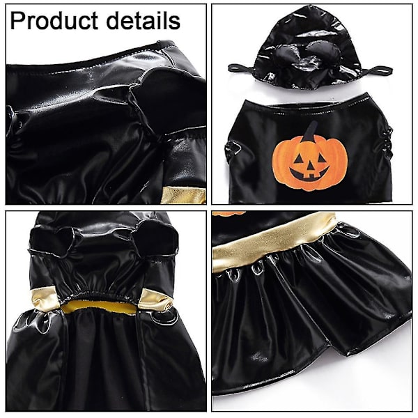 Halloween-asut koirille Kaunis musta hattu koiran asumekko Söpö kurpitsa-logo Trendikäs lemmikkivaatteet S XL