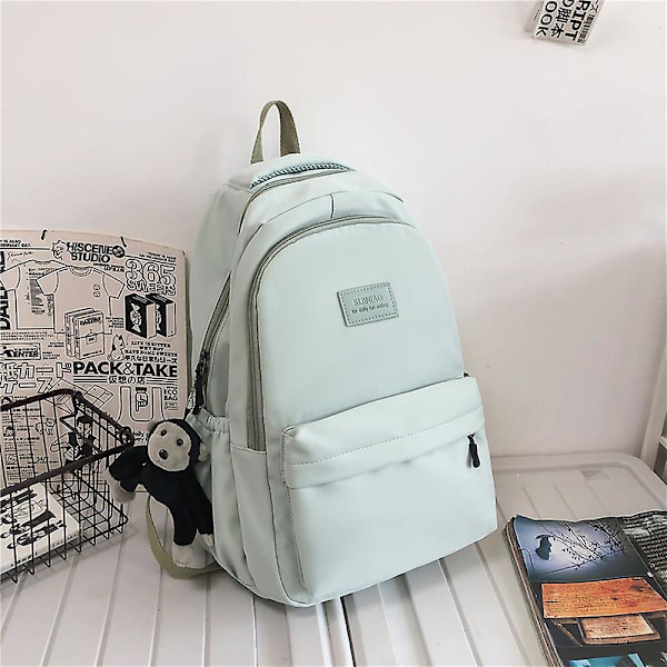 Kvinnors ryggsäck Enfärgad kvinnlig multi-fick Casual Kvinna Resväska Hög kvalitet skolväska för tonårstjej Boka Ryggsäck Green Only bag