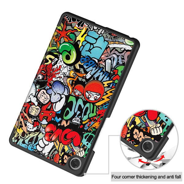 【BQ】Tri-fold deksel til Lenovo Tab One - Graffiti multifarge multifärg multicolor