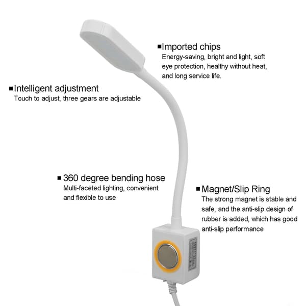 3-trinns Smart Touch symaskin LED-lys Magnet Øyebeskyttelse