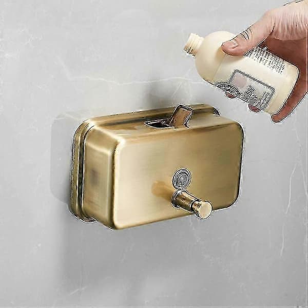 Sæbedispenser i rustfrit stål 1200 ml vægmonteret til hjem og kontor Bronze