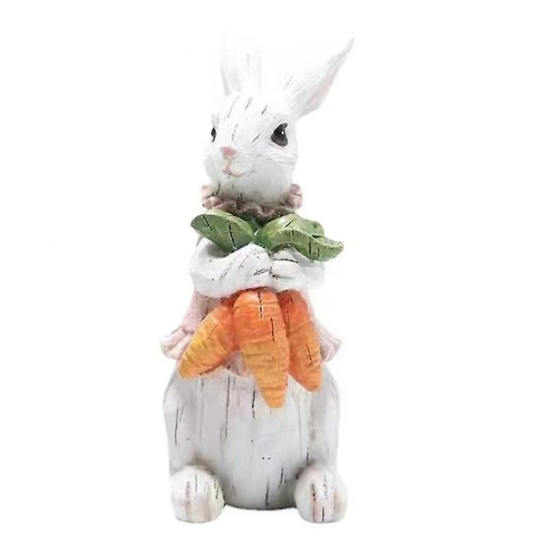 Söt påskkanin håller ägg prydnadsföremål Påskharen håller morötter prydnadsföremål Glad påskfest Dekoration för hemmet carrot