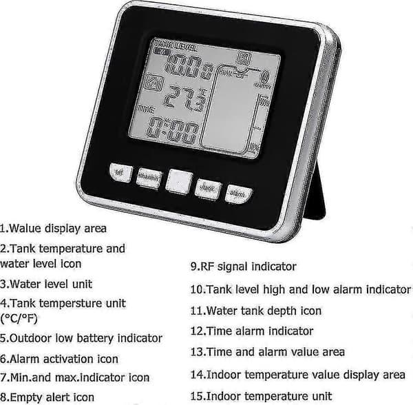 Vandstandssensor Ultralydsvandtanks væskedybdesensor med display