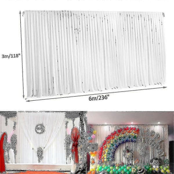 6m x 3m plisserede baggrundsgardiner i issilke til scene, bryllupsstudiodekoration +-hy