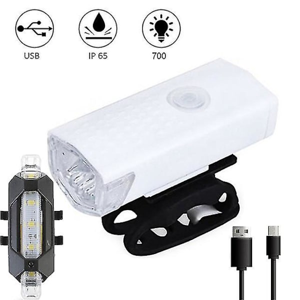 Sykkel Sykkellys Usb Led Oppladbart sett Mtb landeveissykkel Front Bak Frontlykt Lampe Lommelykt Sykkellys Sykkeltilbehør C