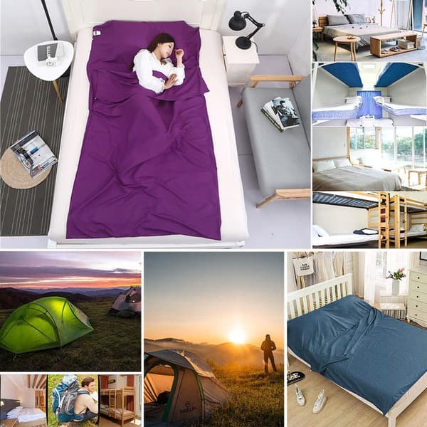 Bärbar Sovsäck i Polyesterfiber med Förvaringsväska för Resor, Hotell