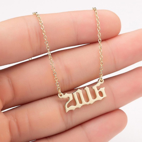 1980-2019 Birth Year Number Charm Pendant Stainless Steel Chain Necklace Jewelry Silver 2001