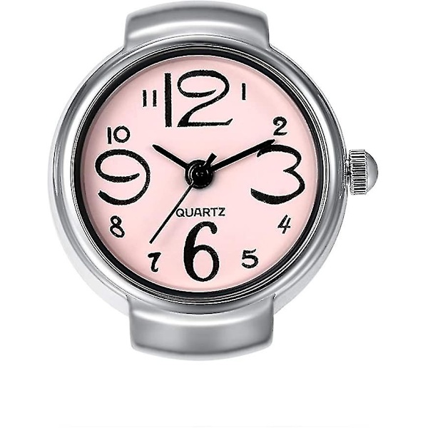 Män Kvinnor Finger Watch Kreativ Elastisk Runda kvarts Finger Ring Klockor, För Alla hjärtans dag pink