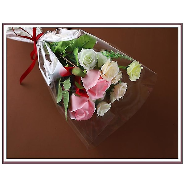 Blomsteraffär Dammtätt transparent blomomslagspapper, blommigt omslagspapper för blommor, vattentätt plastpapper (f)
