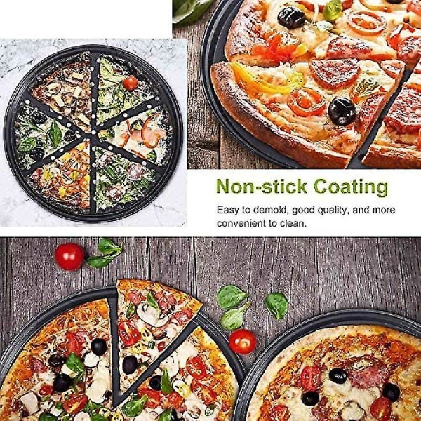 Pizzabakesett, non-stick perforerte pizzabrett, for ovn, 2 stk