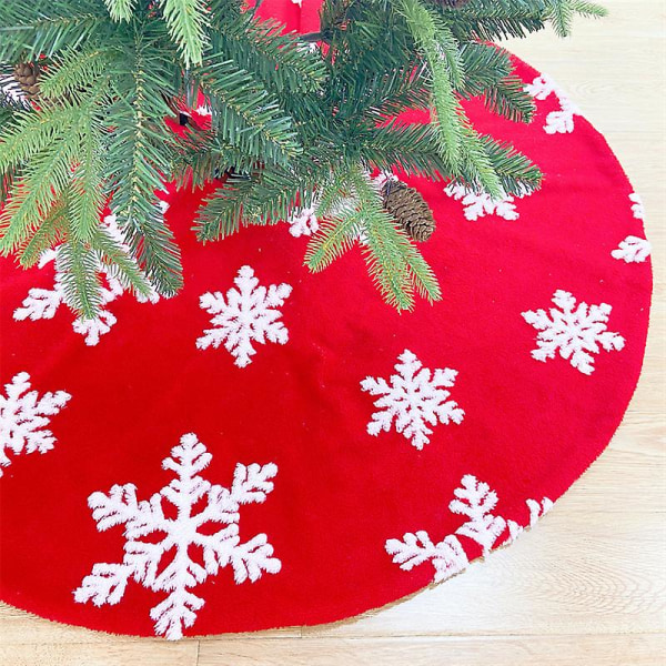 122cm Red Christmas Tree Skirt Double Layer Jacquard Paisley Snowflake Christmas Holiday Decoration Ornament