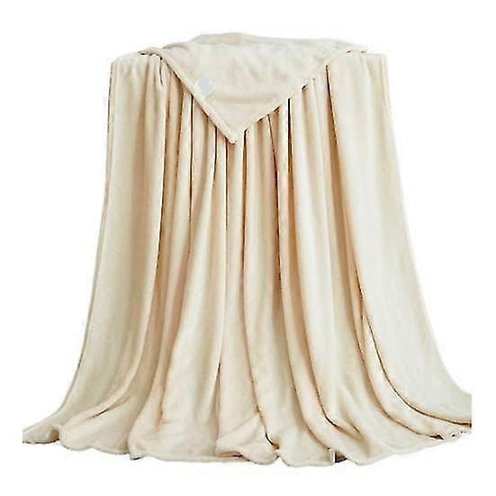 【BQ】Koralfleece Tæpper Superbløde Shaggy Universelle Ensfarvede Fleecetæpper til Sofa beige 70x100cm
