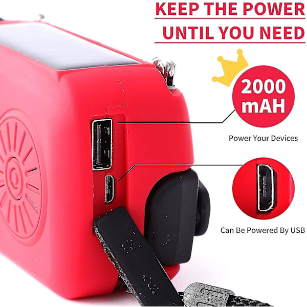 Väderradio Nödhandvev Självdriven Am/fm Noaa Solar Portable Camping Väderradio med LED-ficklampa