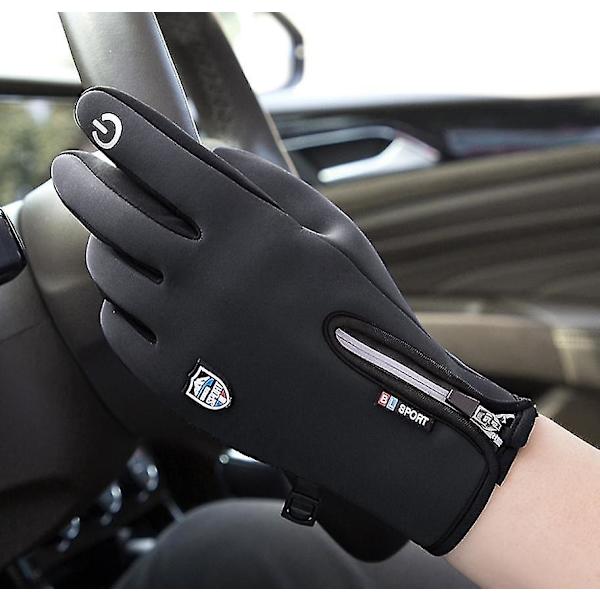 (black) Fleece Warm Non-slip Windproof Fleece Gloves