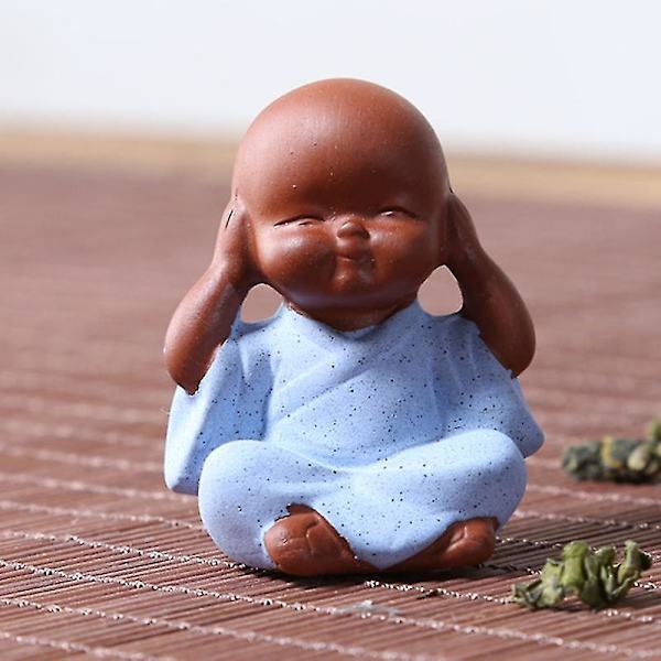 Keramiska prydnader Munk Liten Buddha Staty Lila Lera Keramik Hantverk Dekorativ Do Not Move