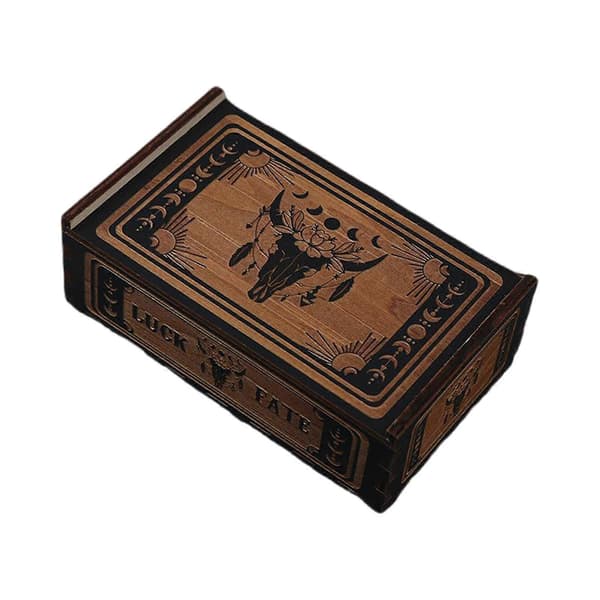 【BQ】Bärbar kortbehållare i trä, förvaringslåda för tarotkort med push-pull, astrologiska prydnadssaker, förvaringsfodral för spådomskort Type D