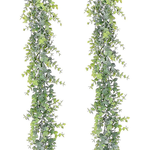 2 stykker kunstig Eucalyptus Garland Eucalyptus Blade Vines Håndlavet krans