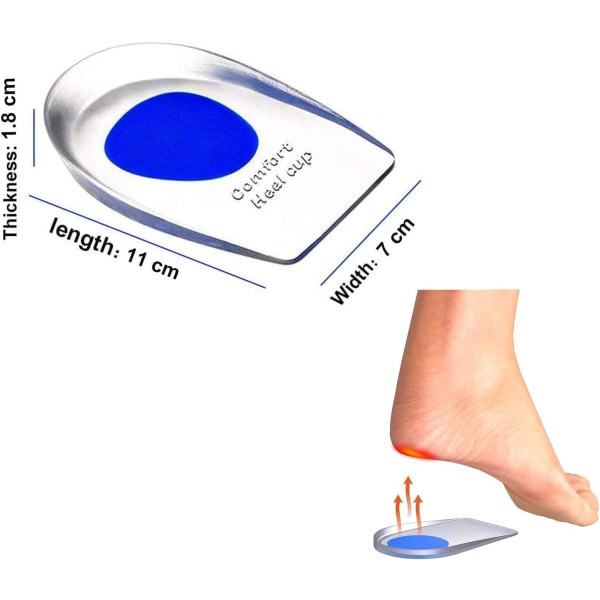 1 par Gel Hælpuder Hælpude, Gel Hælpuder Indersål Hælforøgende pude