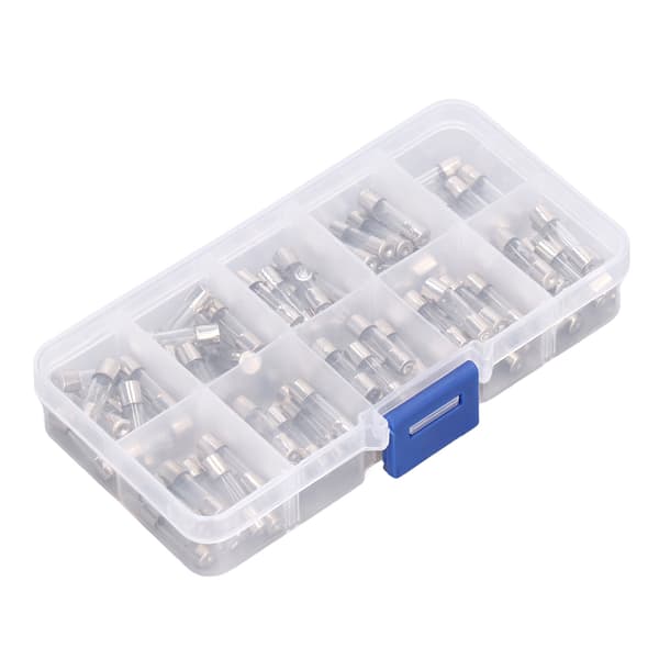 100 stk. glas sikringsrør 0~250V 0,2A~20A 5x20mm sortimentsæt til biler legetøj