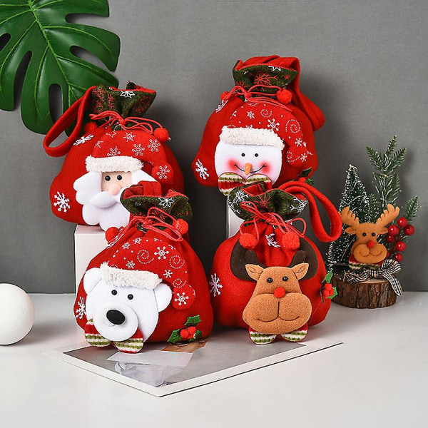 Julklappspåsar Dragsko Xmas Godispåsar Tomte Säck Ryggsäck 3st Type A Snowman