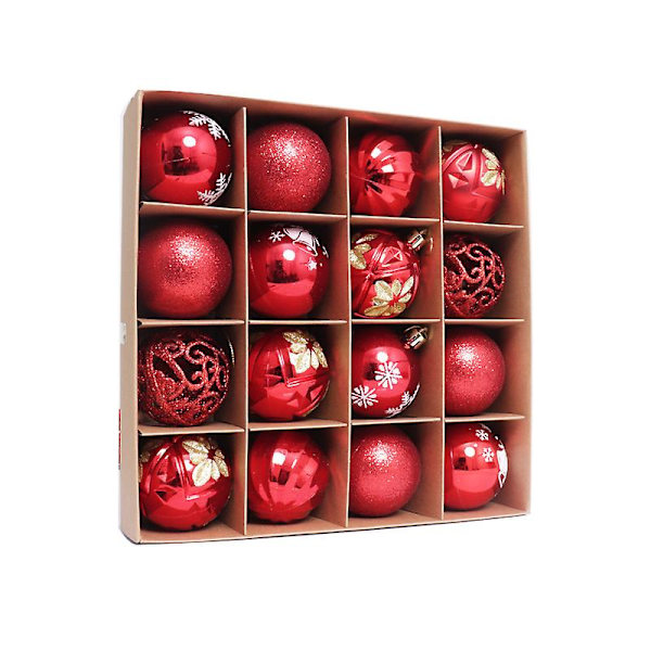 2023 Nytt 16st 6cm Färgglada Julkulor Ornament Party Hänge Dekoration Julkulor Nyårspresent Red