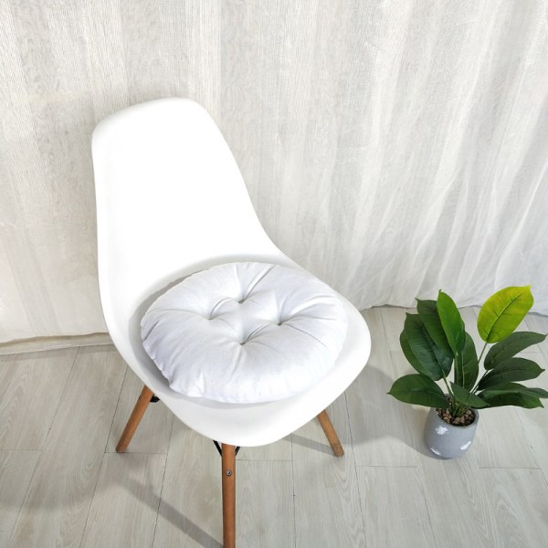 【Barbie Shop】Fortykket linned rund sædehynde stolpude soveværelse gulvsæde pude egnet til spisestue soveværelse sofa læsehjørne have White 40*40*9cm