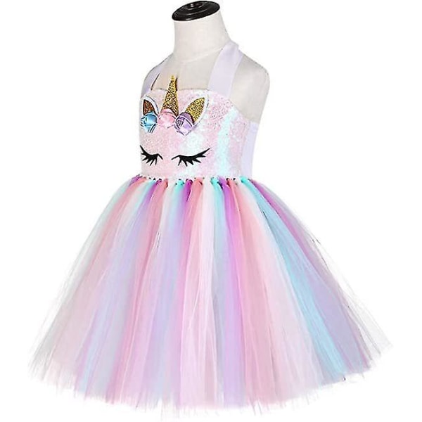 Enhjørning kostume til piger, små piger Rainbow Unicorn Tutu med pandebånd A 8T