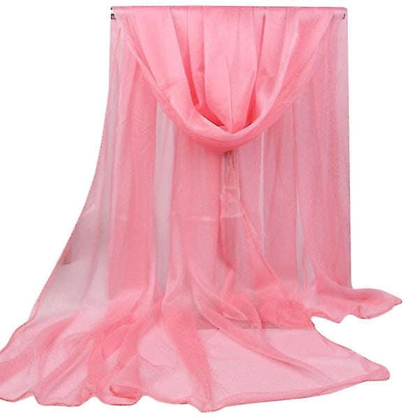 Kvinders lange bløde omslagssjal Chiffon Silke Casual tørklæde Tørklæder stjal Dark Pink