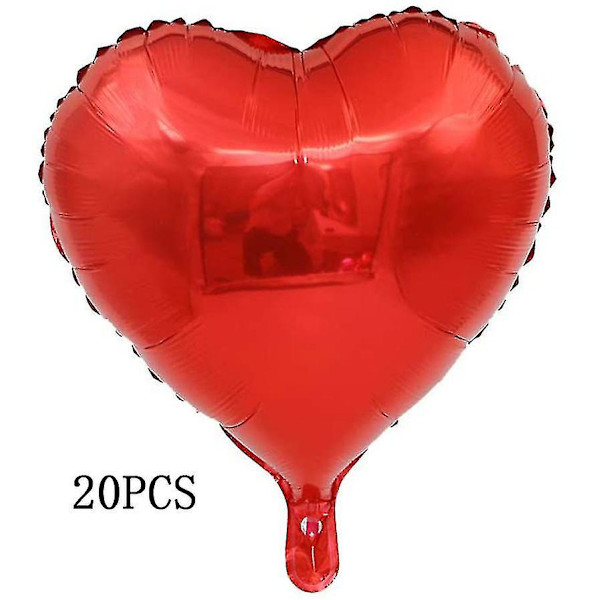 Hjertefolieballon Rød 20 stk. Hjerte Heliumballoner Hjerteballoner