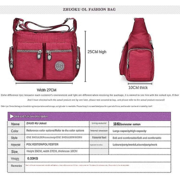 Naisten Laukut Kukkarot Nylon Laukku Kangaslaukku Olkalaukku Crossbody Käsilaukku Wine red