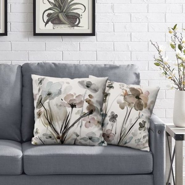 Bläckteckning blommigt örngott 45*45cm