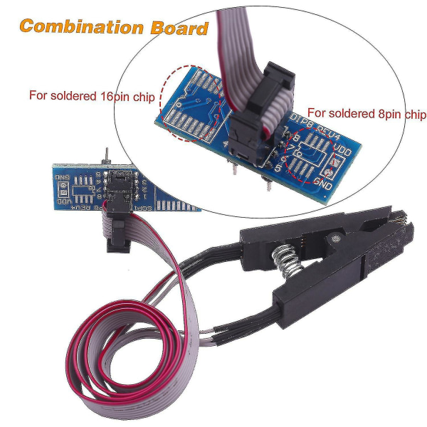 Ch341a USB programmerare Eeprom Bios Flasher Programmerbara logiska kretsar med Sop8 Flash Clip Lämplig för 24/25 P