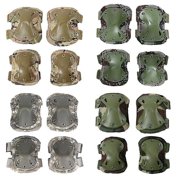 Militært taktisk knæ- og albuebeskyttersæt Anti-impact Jagt Paintball Skydning Beskyttende Knæbeskyttere Support Camouflage Gray