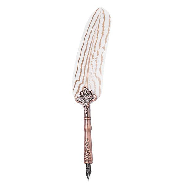 Classic Feather Dip Pen Set - Perfekt brevpapperspresent för födelsedagar (vit)
