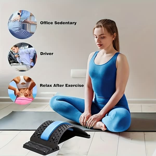 【BQ】3-lags rygstrækker & holdningskorrigerer, massage, ergonomisk Blå