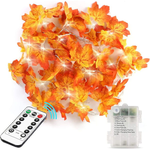 The Leaf Flower Ring Of Autumn Decoration, Vattentät LED String-lampa för Thanksgiving-dekoration