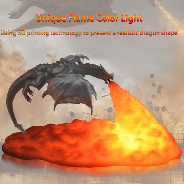 3D printed Fire Breathing Dragons Nattljus Hushållshållfast Sänglampa För Vardagsrum Sovrum Ice Dragon