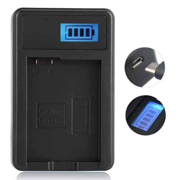 LCD-skjermlader for Nikon D5100 D3100 D3200 D3300 Coolpix EN-EL14 Batteri
