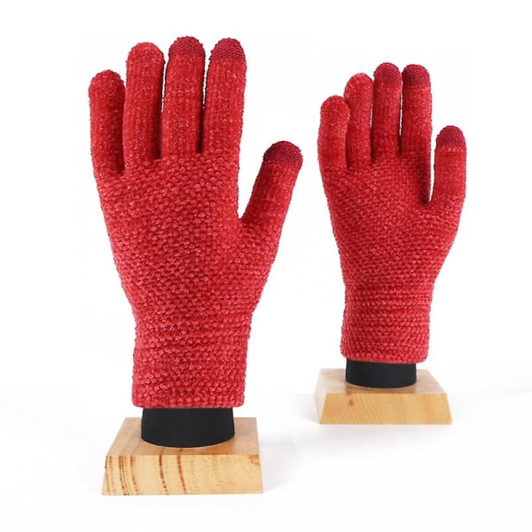 Stickade handskar "pekskärmshandskar dam, varma stickade handskar" (2 par) Orange