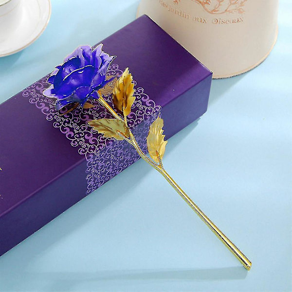 24 k guld folie Rose Flower Choklad bukett naken blomma Alla hjärtans dag present Blue