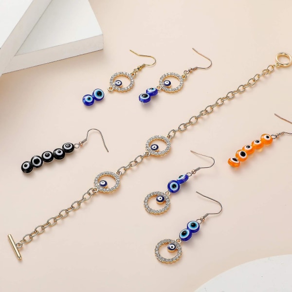 450 stk. Evil Eye Beads Present Håndlavede Resin Beads Charms Runde Perler Til gør-det-selv Armbånd Ørering Halskæde 8MM