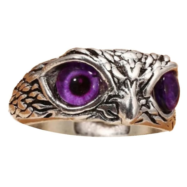 Shiny Demon Eye Owl Ring Kvinder Vintage Smykker Dyr Ringe Åben Justerbar Purple