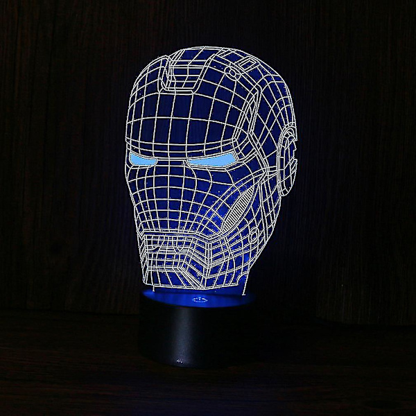 Hhcx-iron Man Mask 3d Led Natlampe Børne Soveværelse Bordlampe