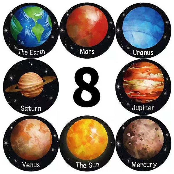 500 klistermærker/rulle solsystem-tema-klistermærker - otte store planeter, galakse-tema dekoration 500PCS