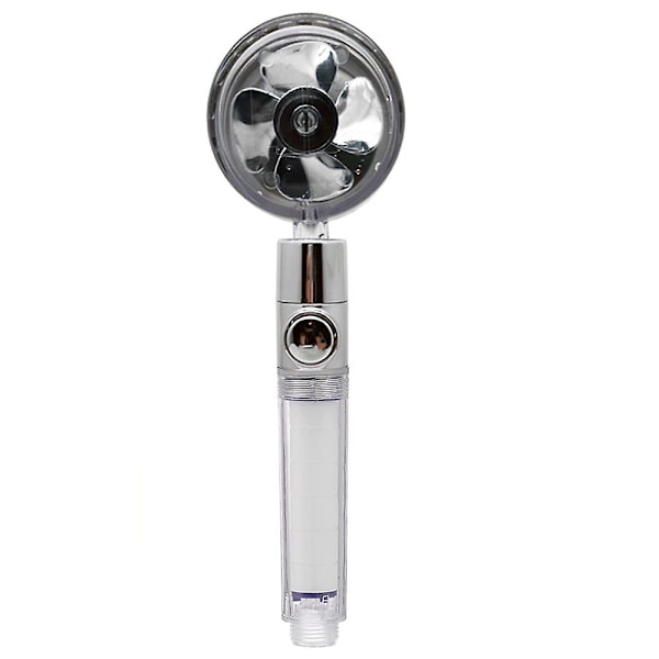 Nytt propellerduschhuvud Högtrycksvattenbesparande överladdat turboduschhuvud med fläktfilter Regnbaddusch Silver transparent